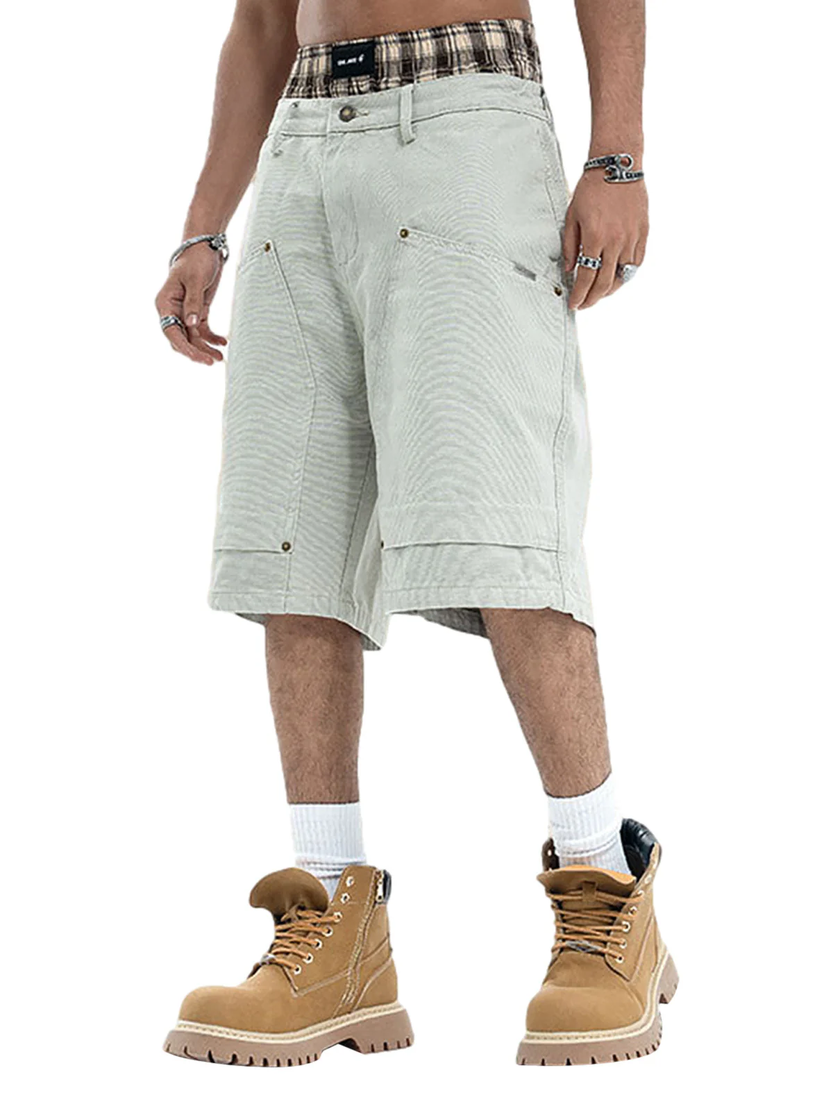 Retro Structured Design Cargo Shorts - Image 7