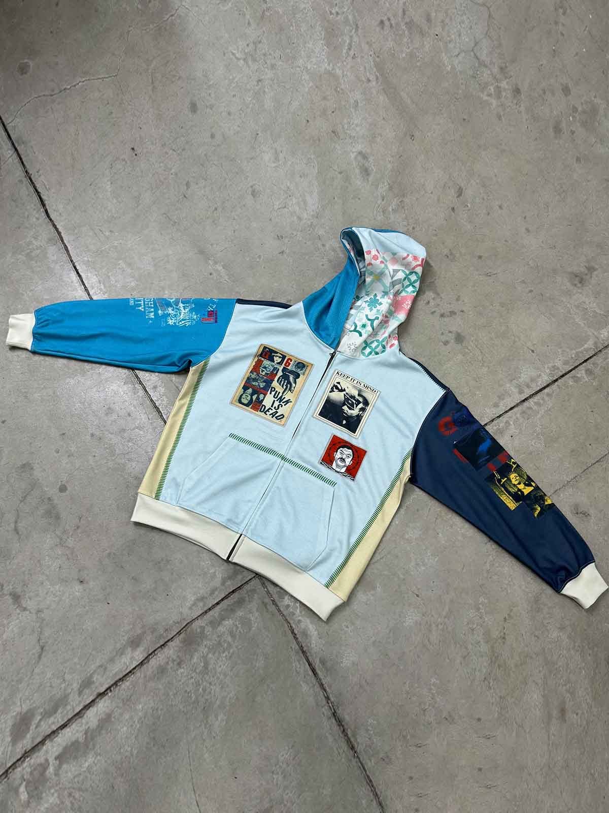 Stylish Graphic Hoodie with Unique Patchwork Design for Men - Image 16