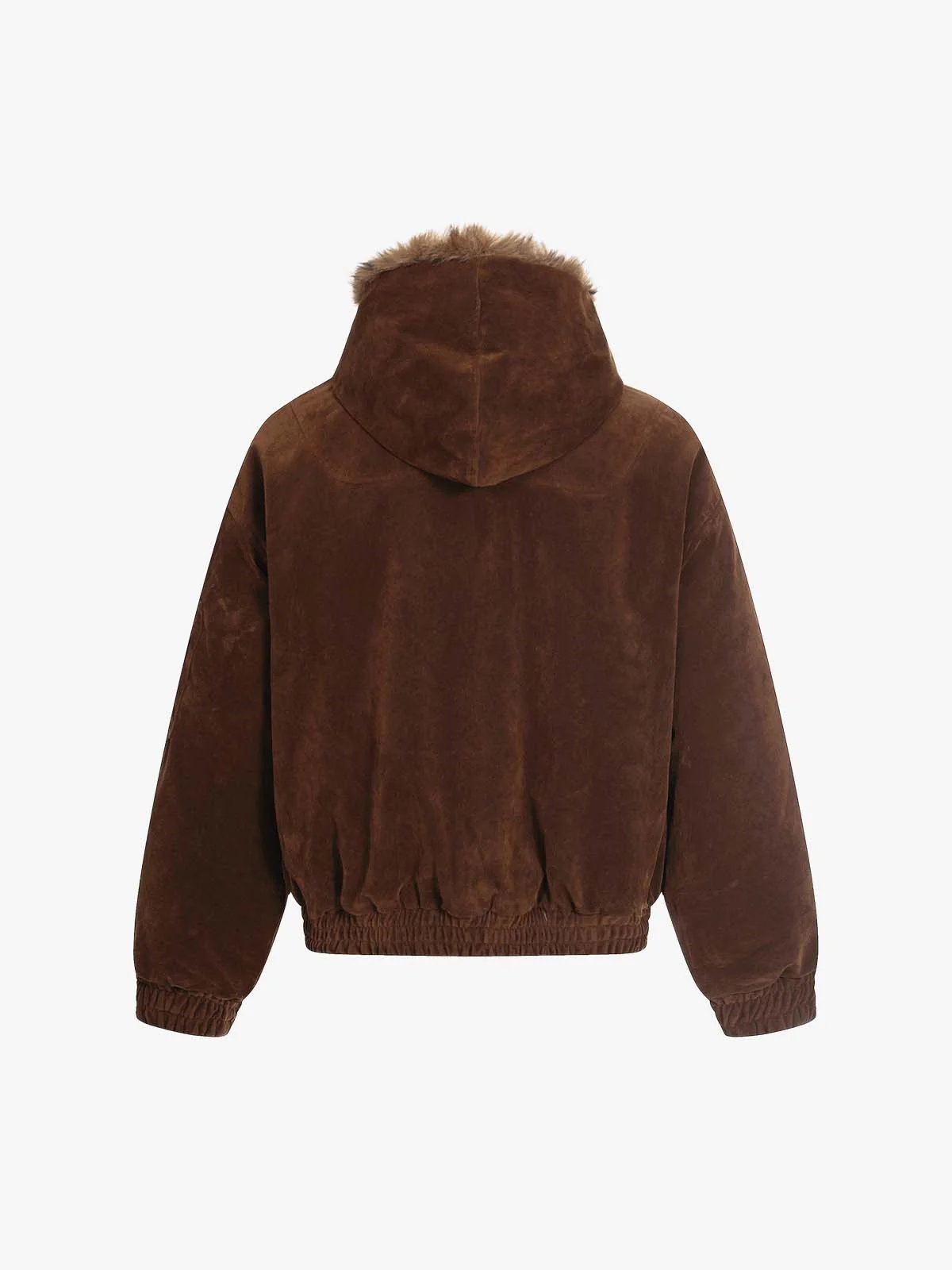 Fur Collar Suede Toggle Closure Padded Bomber Jacket - Image 10