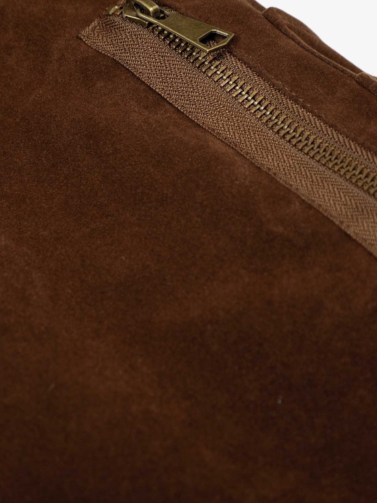 Fur Collar Suede Toggle Closure Padded Bomber Jacket - Image 14