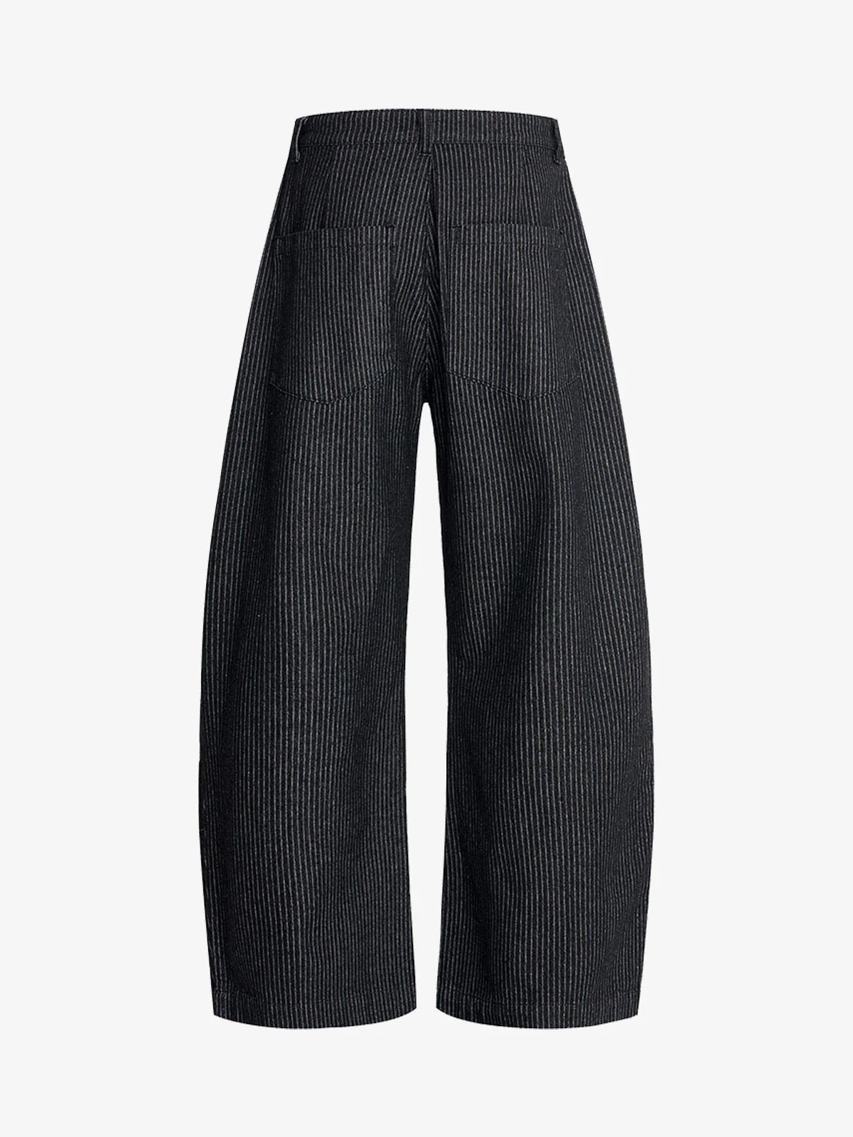Vintage Pinstripe Pleated Wide-Leg Barrel Pants - Image 6