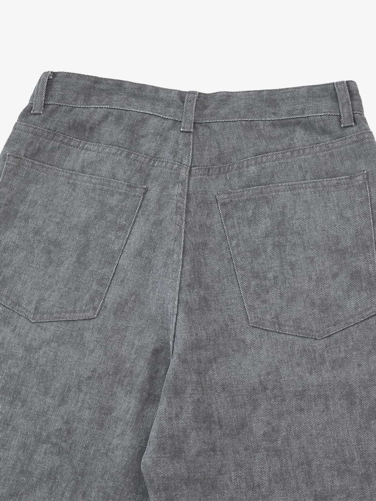Retro Distressed Washed Texture Wide-Leg Pants - Image 6