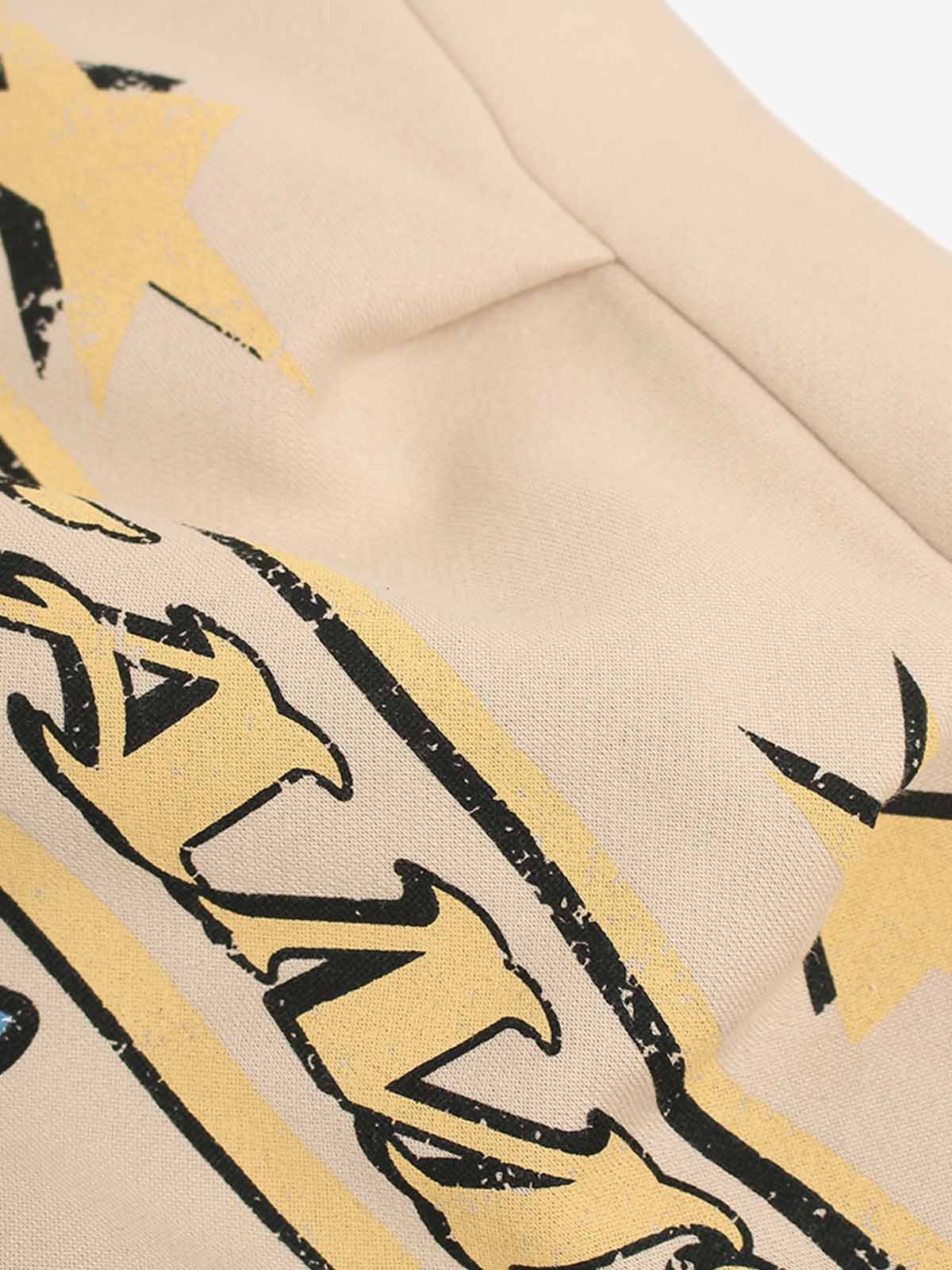 Retro Fleece-Lined Letter Graffiti Print Baggy Sweatpants - Image 9