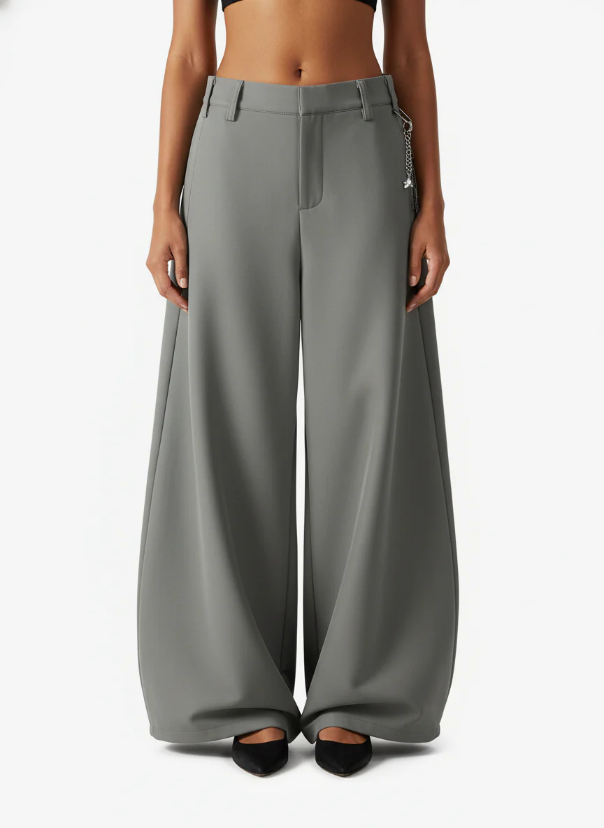 Elastic Waistband Barrel Pants - 2425