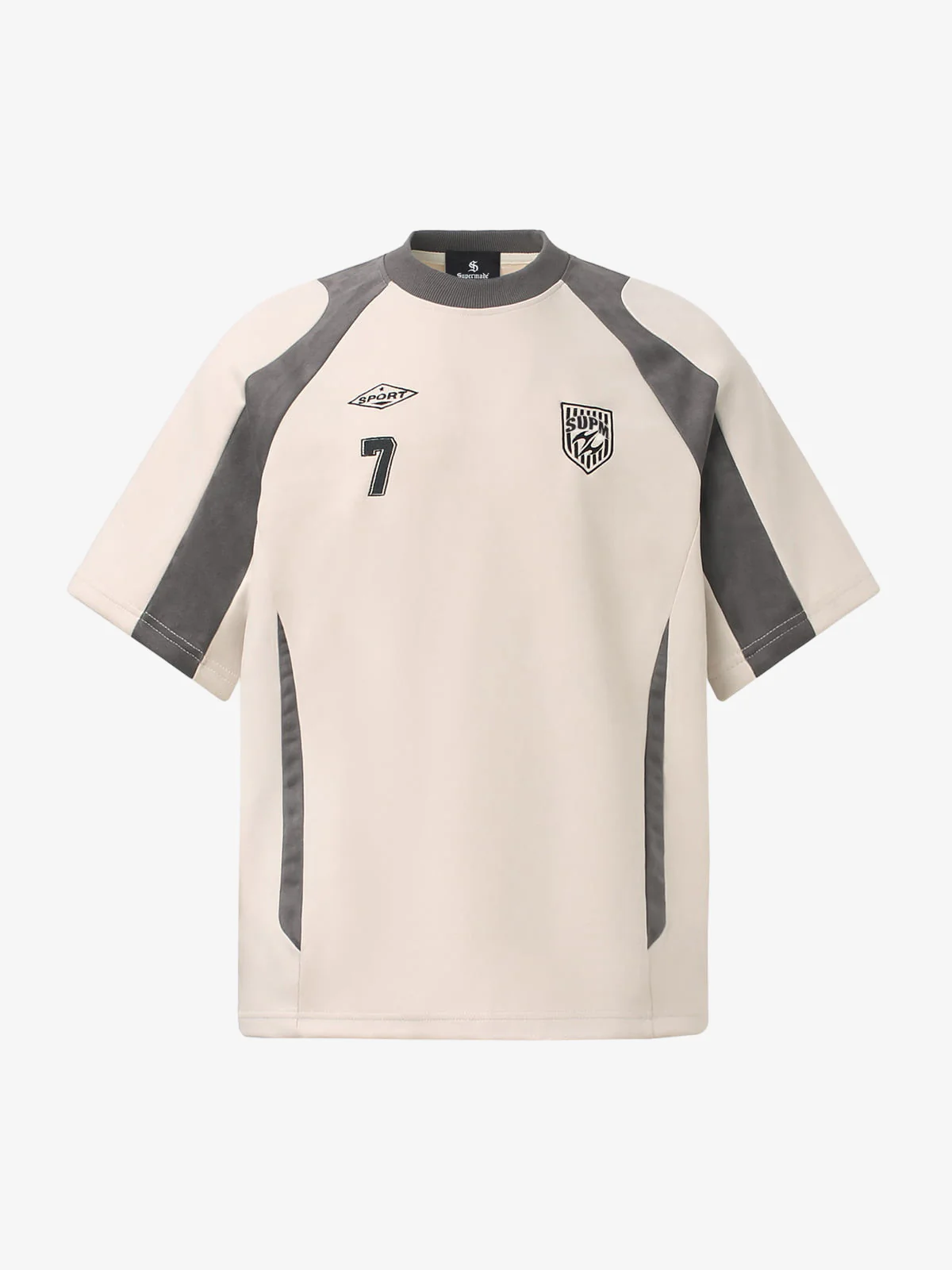 Suede-Touch Embroidered Sport Color-Block T-Shirt