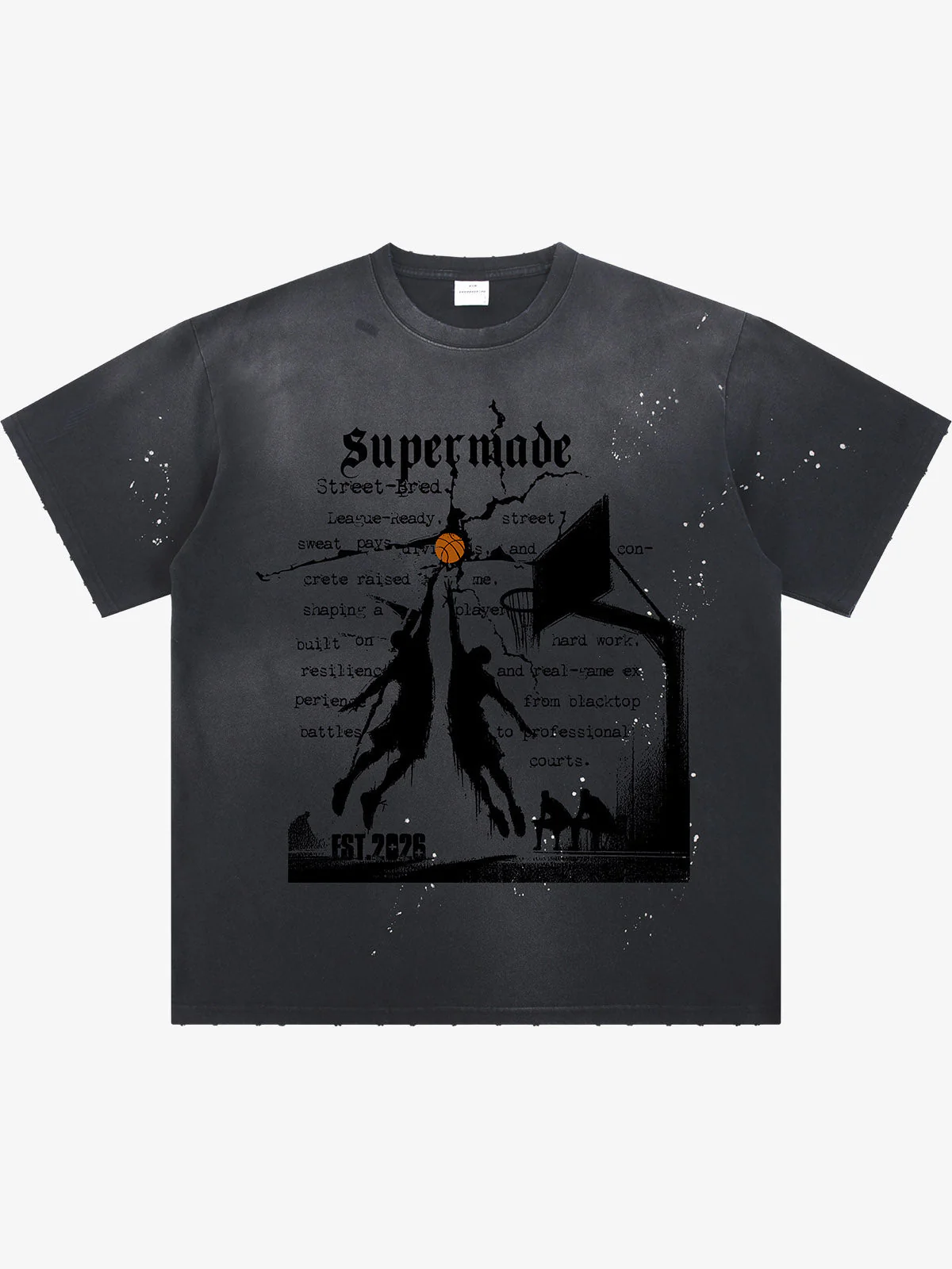 Supermade Basketball Illustration Street Graphic T-Shirt - Image 2