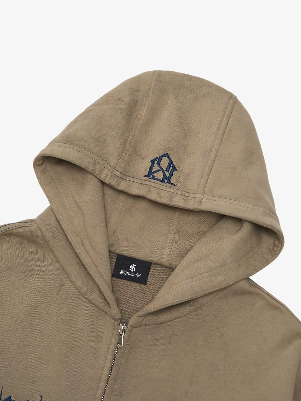 SUPERMADE Thorn Embroidery Zip Hooded Sweatshirt - Image 7