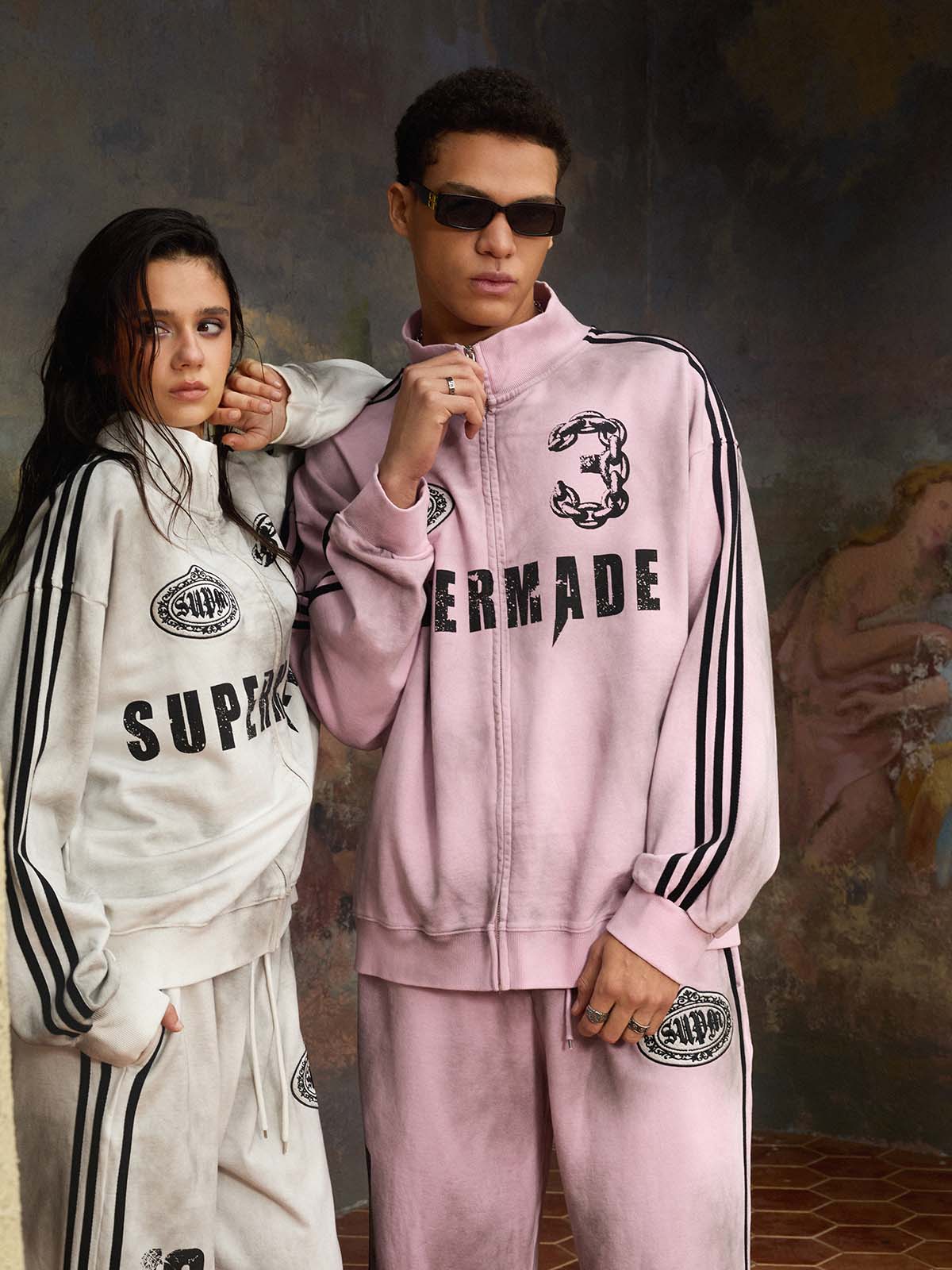 Supermade Vintage Distressed NO.3 Stand Collar Tracksuit - Image 5