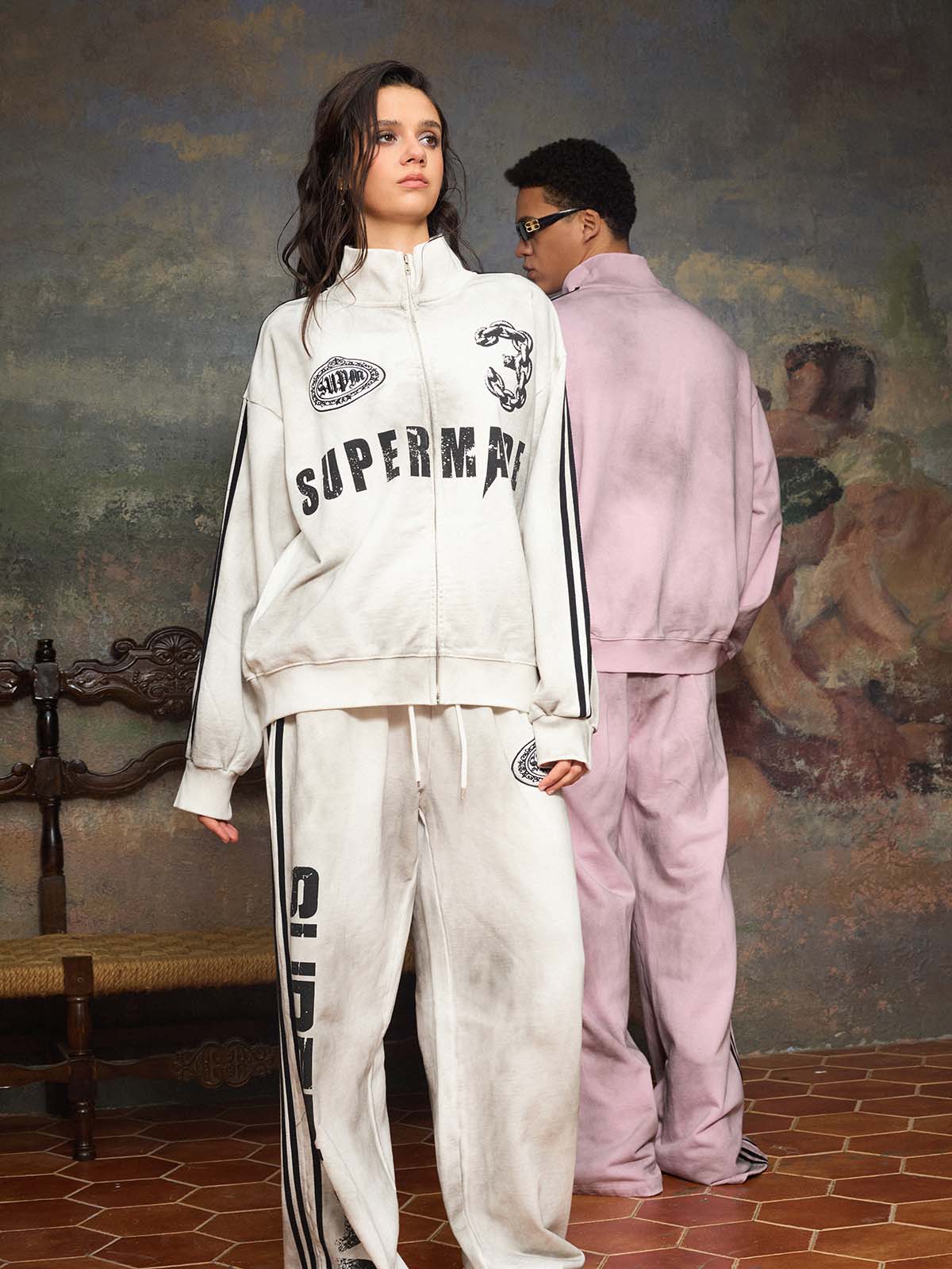Supermade Vintage Distressed NO.3 Stand Collar Tracksuit - Image 8
