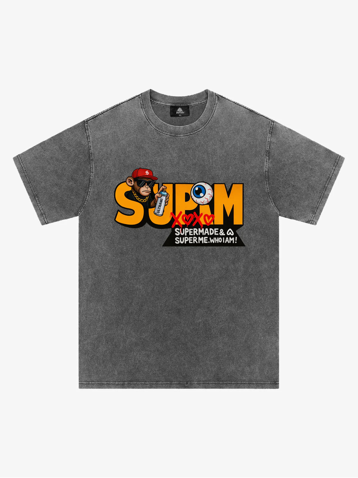 SUPM Trendy Hip-Hop Monkey Graffiti Font T-Shirt - Image 11