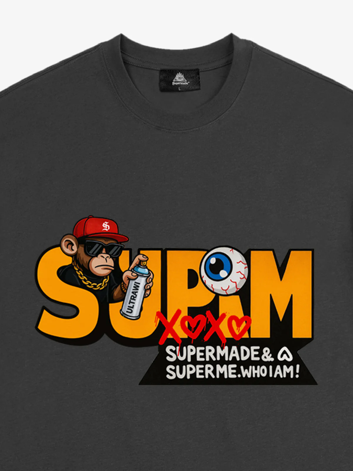 SUPM Trendy Hip-Hop Monkey Graffiti Font T-Shirt - Image 14