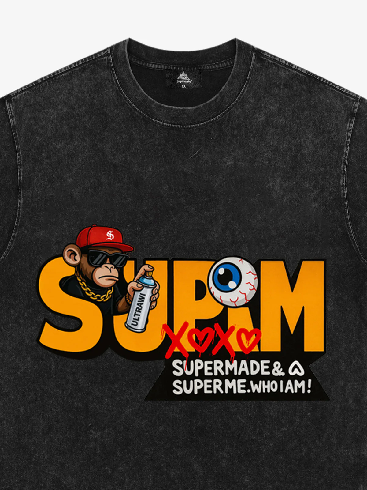 SUPM Trendy Hip-Hop Monkey Graffiti Font T-Shirt - Image 16