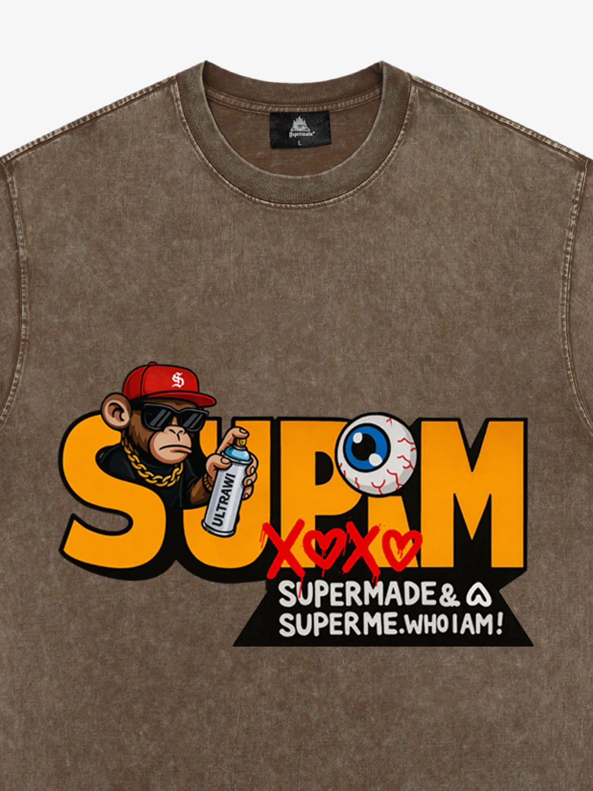 SUPM Trendy Hip-Hop Monkey Graffiti Font T-Shirt - Image 17