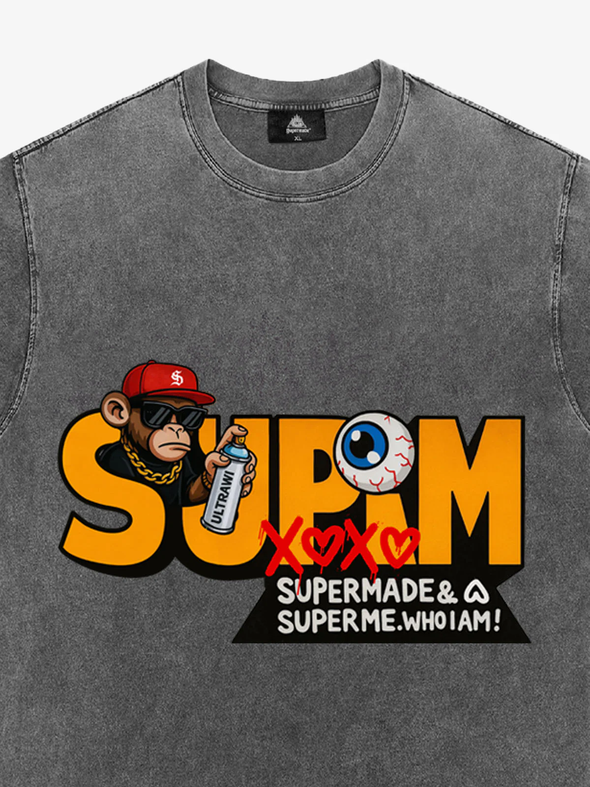 SUPM Trendy Hip-Hop Monkey Graffiti Font T-Shirt - Image 18