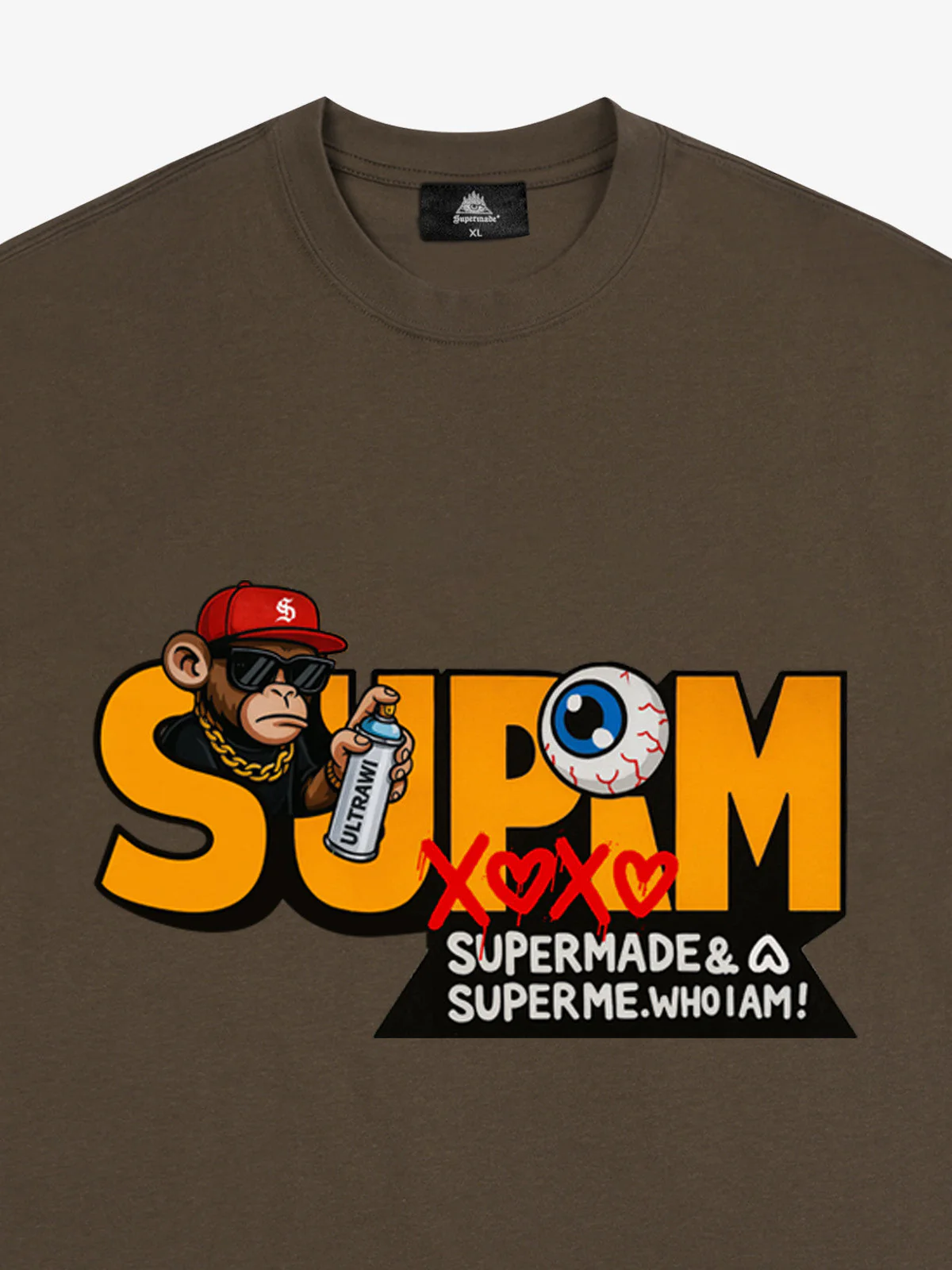 SUPM Trendy Hip-Hop Monkey Graffiti Font T-Shirt - Image 19