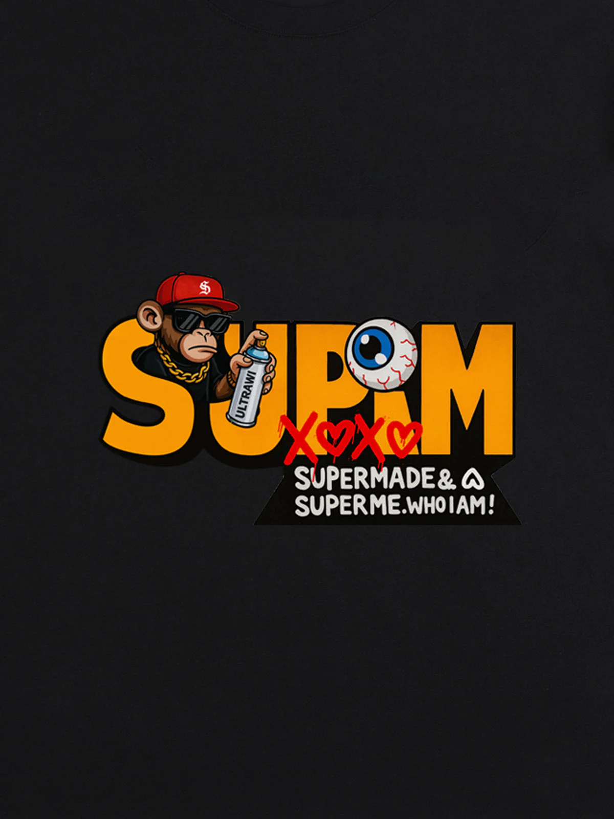 SUPM Trendy Hip-Hop Monkey Graffiti Font T-Shirt - Image 22