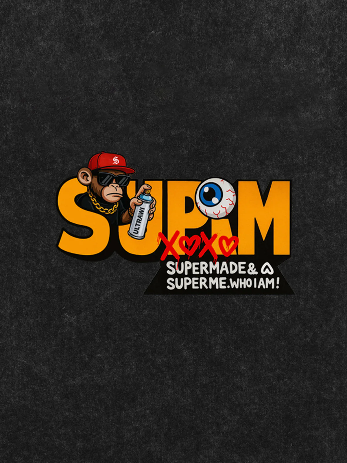SUPM Trendy Hip-Hop Monkey Graffiti Font T-Shirt - Image 23