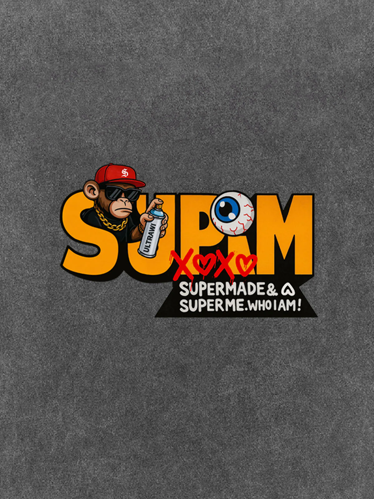 SUPM Trendy Hip-Hop Monkey Graffiti Font T-Shirt - Image 25