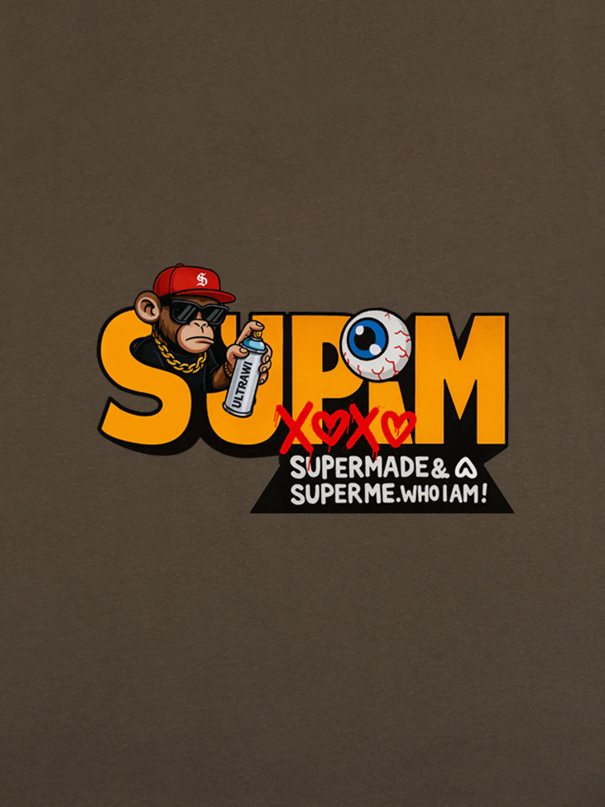 SUPM Trendy Hip-Hop Monkey Graffiti Font T-Shirt - Image 26