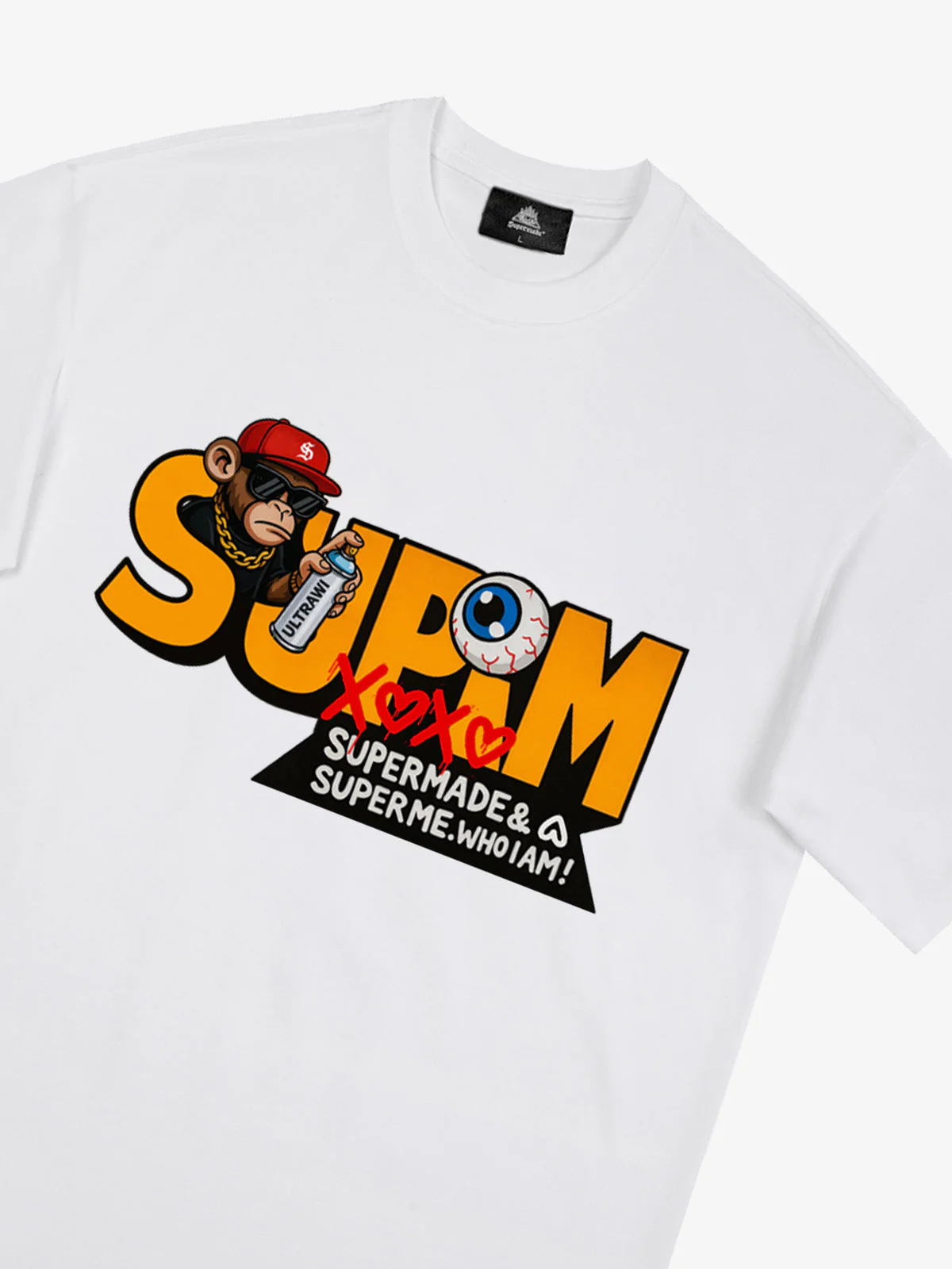 SUPM Trendy Hip-Hop Monkey Graffiti Font T-Shirt - Image 27