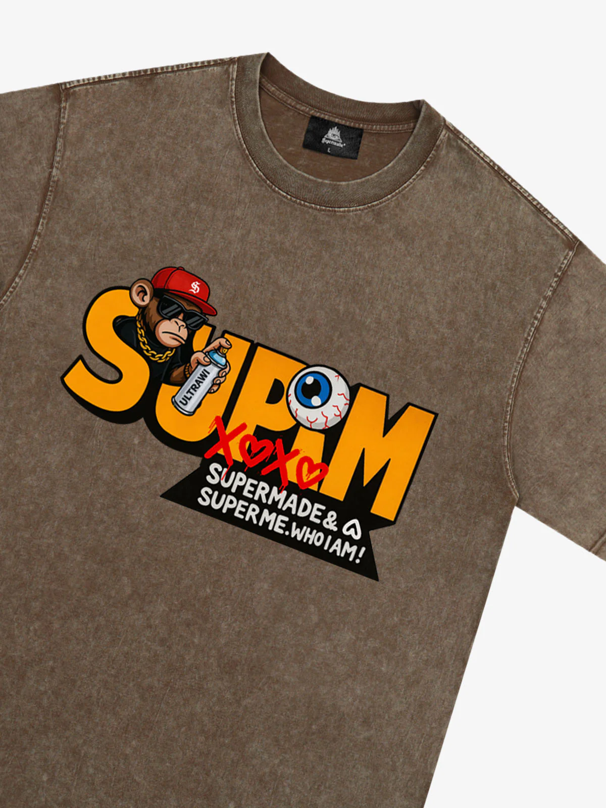 SUPM Trendy Hip-Hop Monkey Graffiti Font T-Shirt - Image 31