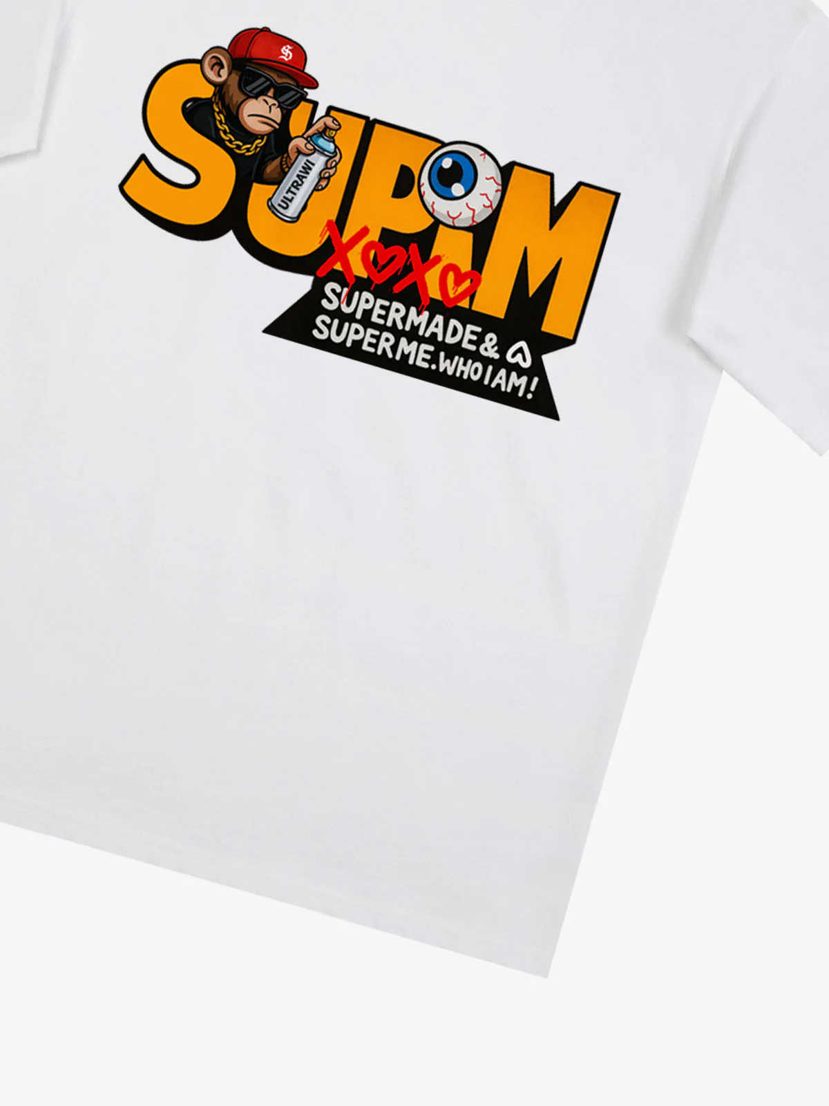 SUPM Trendy Hip-Hop Monkey Graffiti Font T-Shirt - Image 34