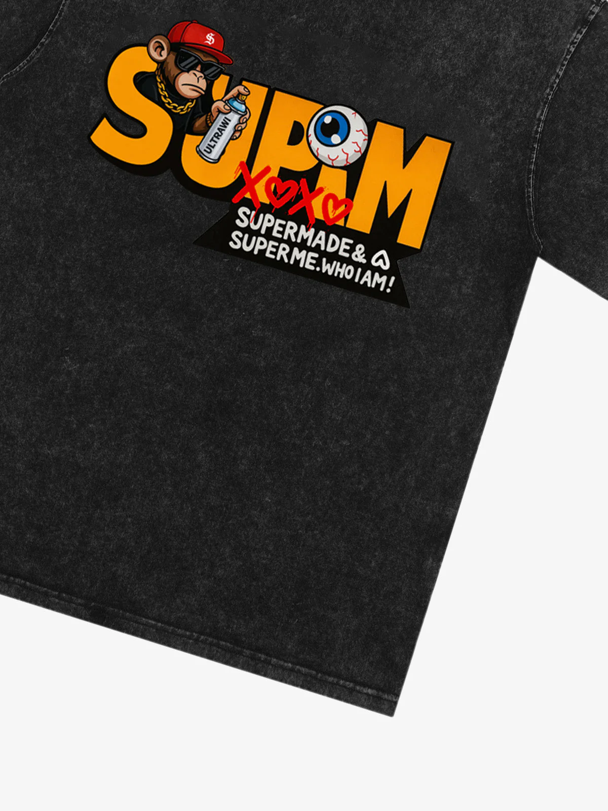 SUPM Trendy Hip-Hop Monkey Graffiti Font T-Shirt - Image 37