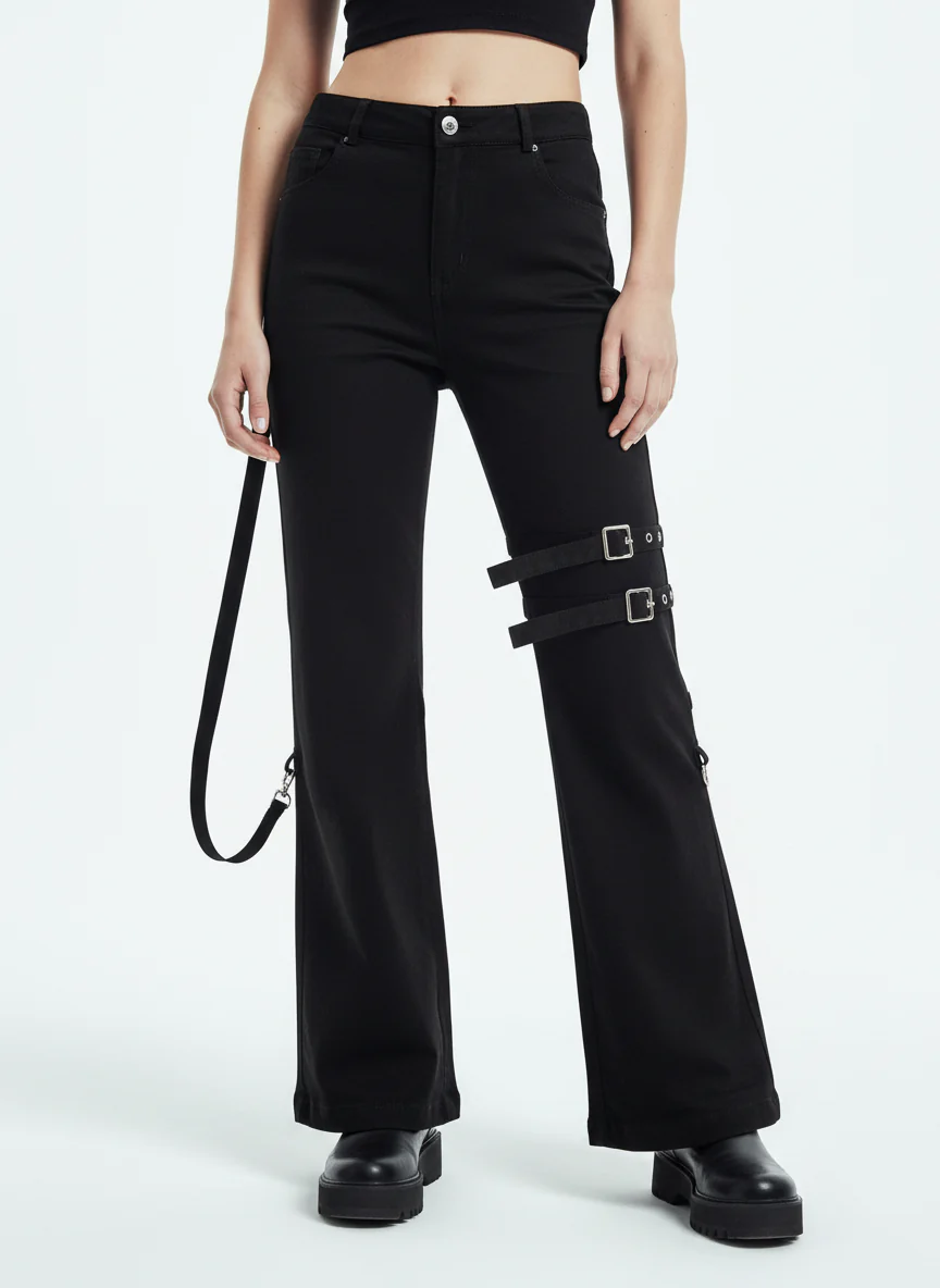 Technical Style Flared Cargo Casual Pants