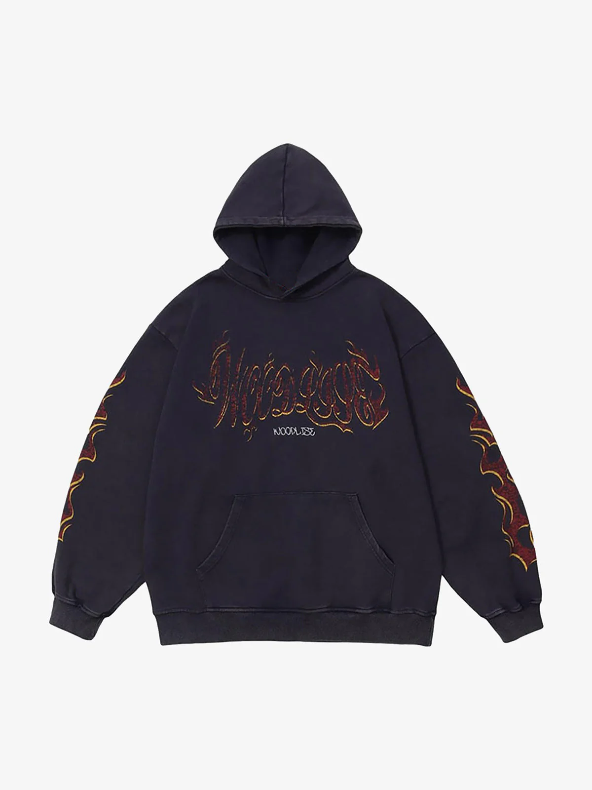 Thesupermade Flame Letter Washed Hooded Sweatshirt - 2216 - Image 5