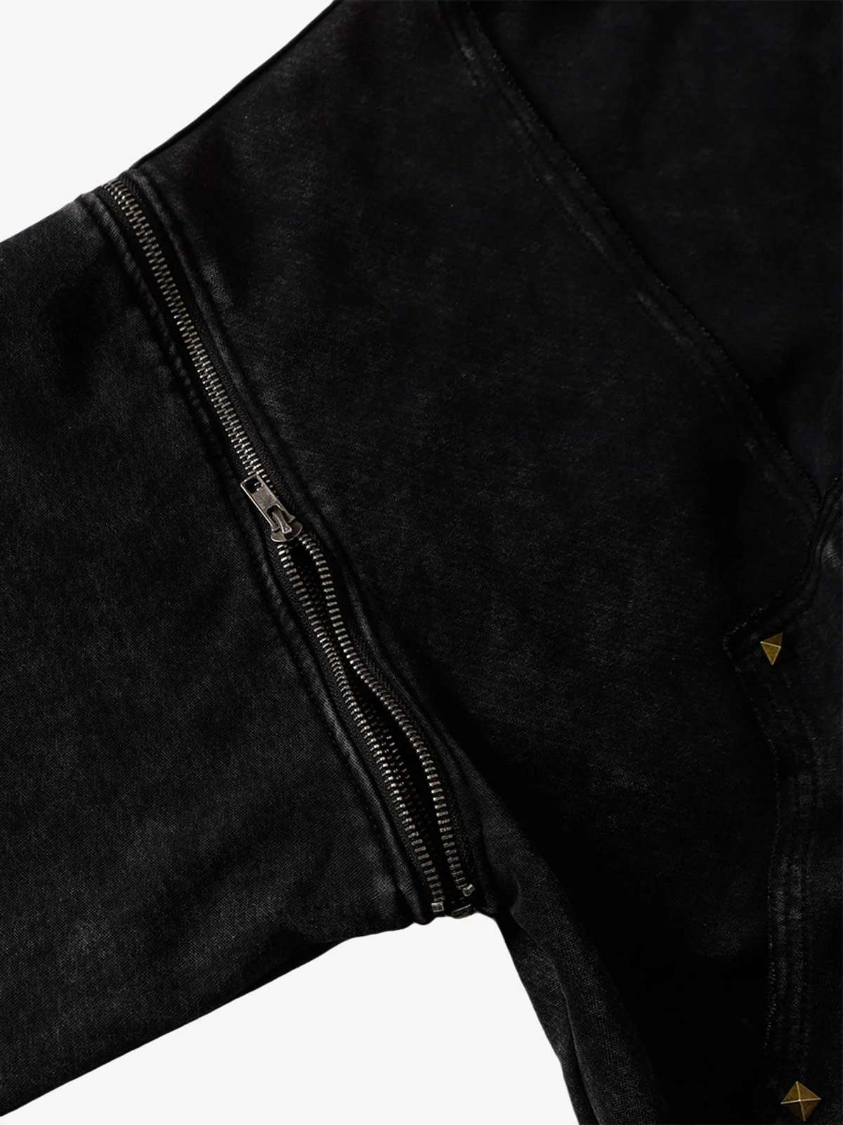 Street Washed Distressed Stitching Rivet Hooded Jacket - Image 14