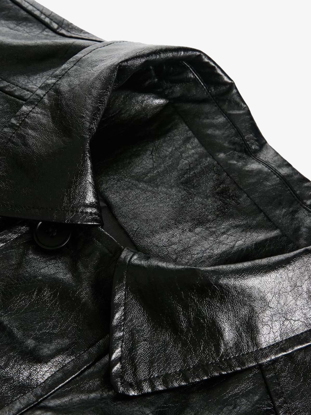 Retro Motorcycle PU Leather Jacket - Image 11