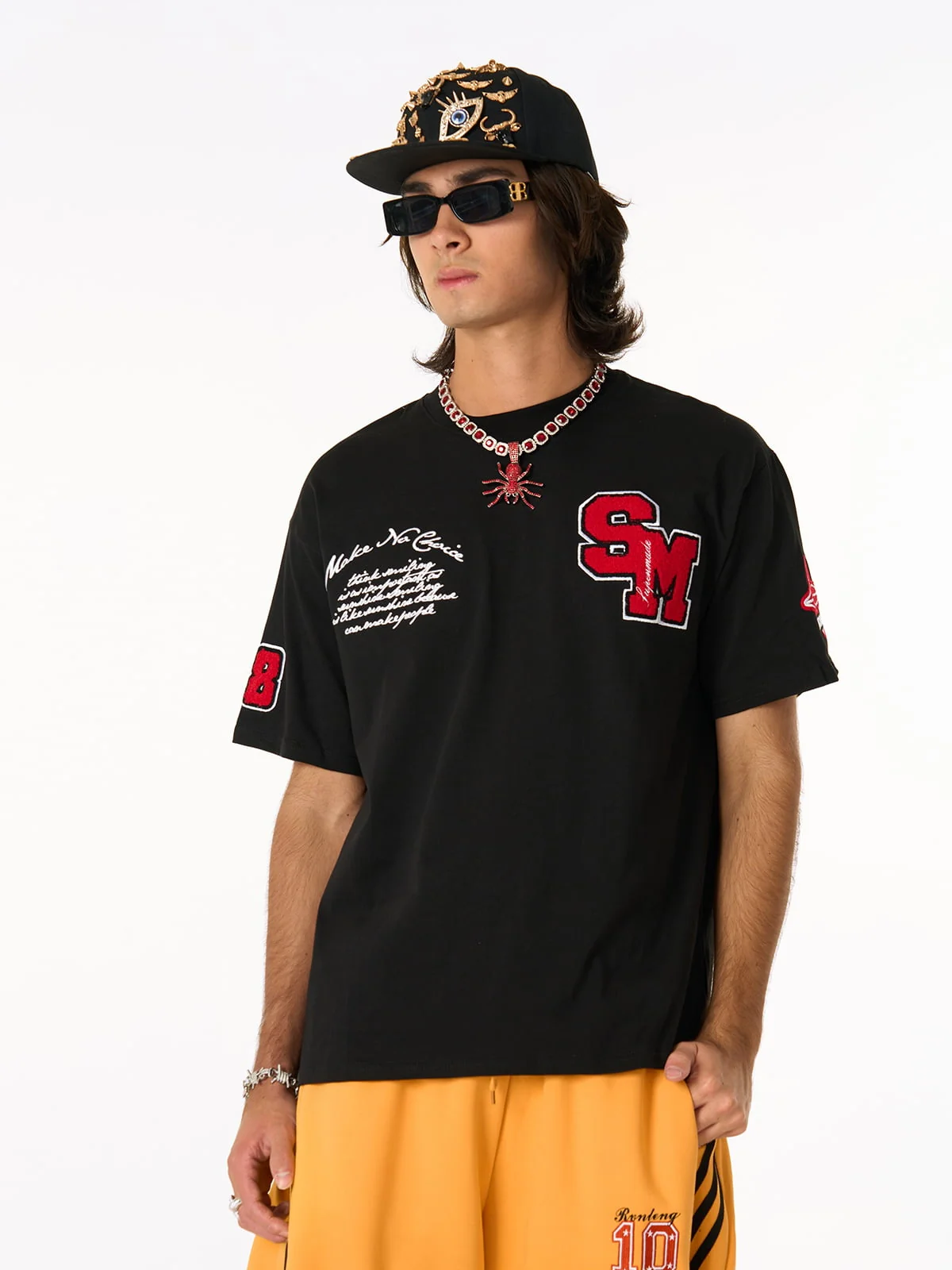 Retro Motorcycle Style Heavy Patch Embroidered T-shirt - Image 6