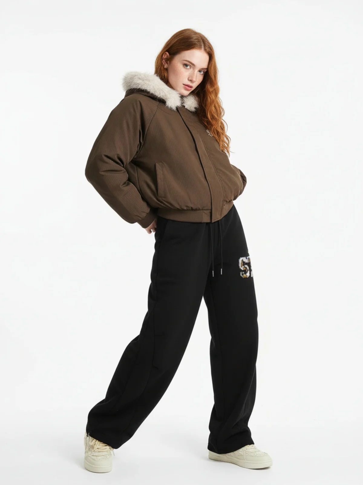 Retro Fur Hooded Fleece Bomber Jacket - 2478 - Image 4