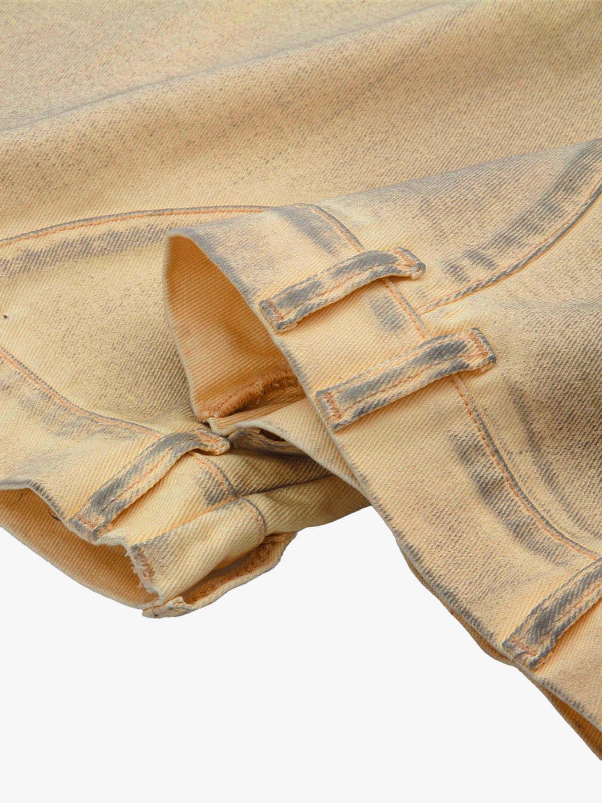 Washed Distressed Detachable Scarf Barrel Jeans - Image 14