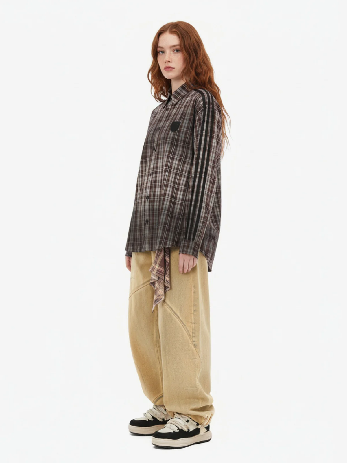 Washed Distressed Detachable Scarf Barrel Jeans - Image 4