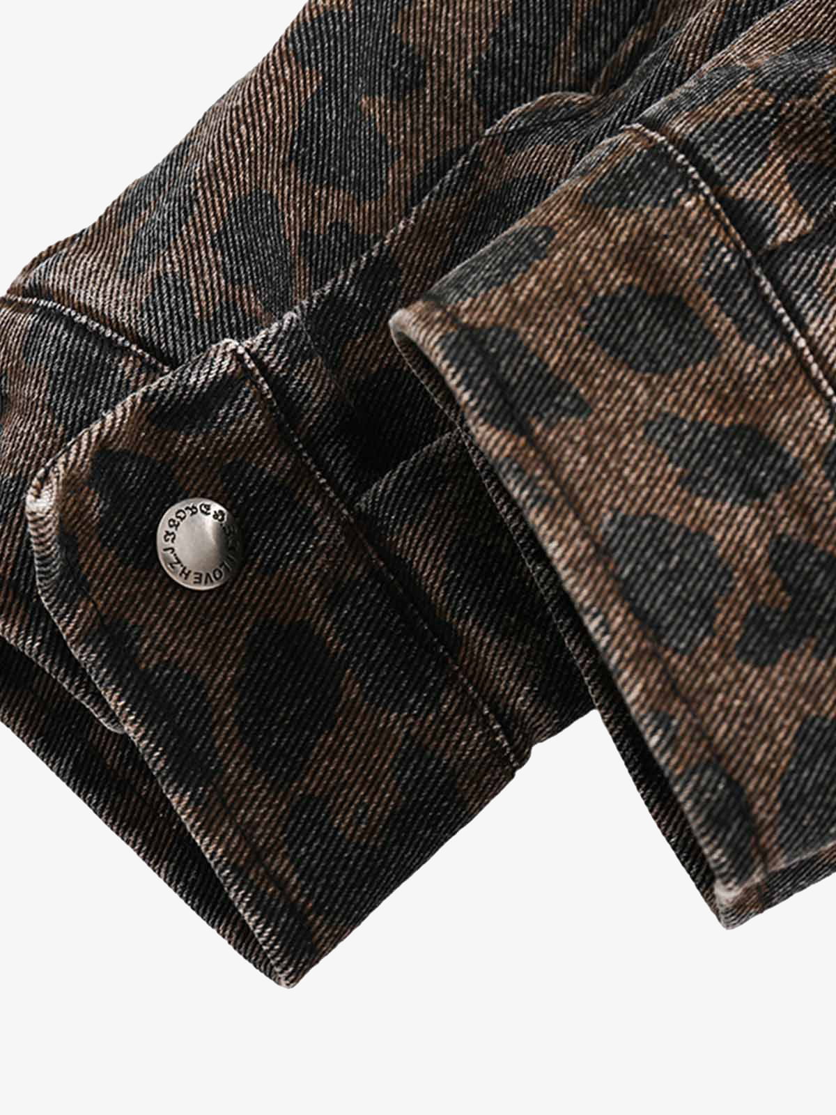 Vintage Washed Cheetah Denim Jacket - Image 12