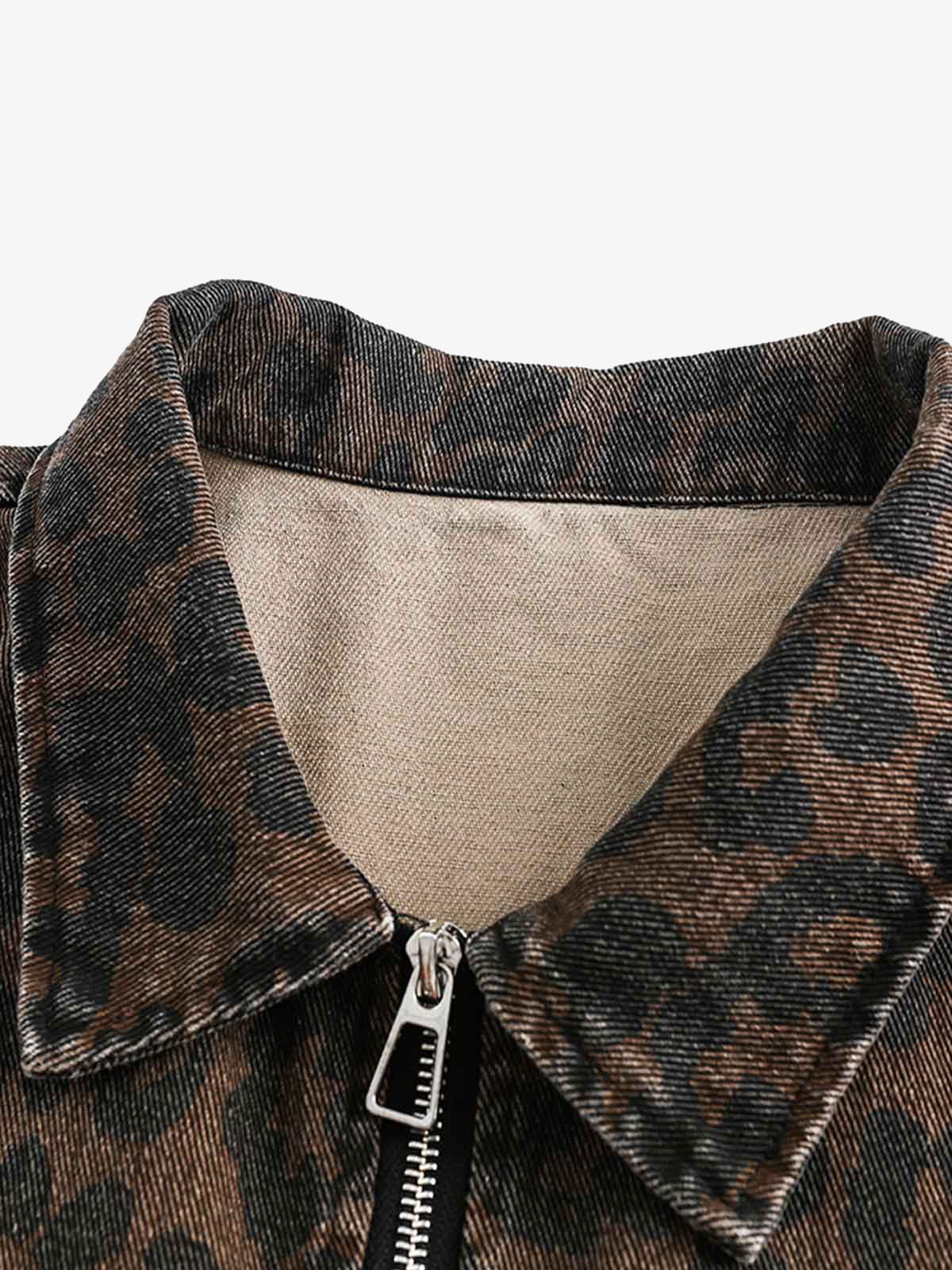 Vintage Washed Cheetah Denim Jacket - Image 8