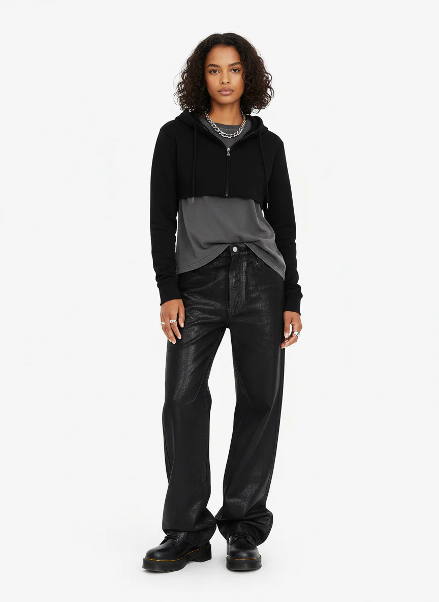 Thesupermade Black Wax Coated Flare Jeans - 2212 - Image 4