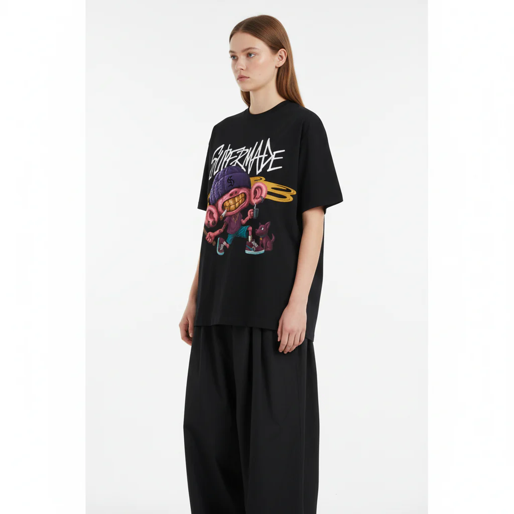 Thesupermade Cartoon Graffiti Trendy Weird Kid T-Shirt - Image 4