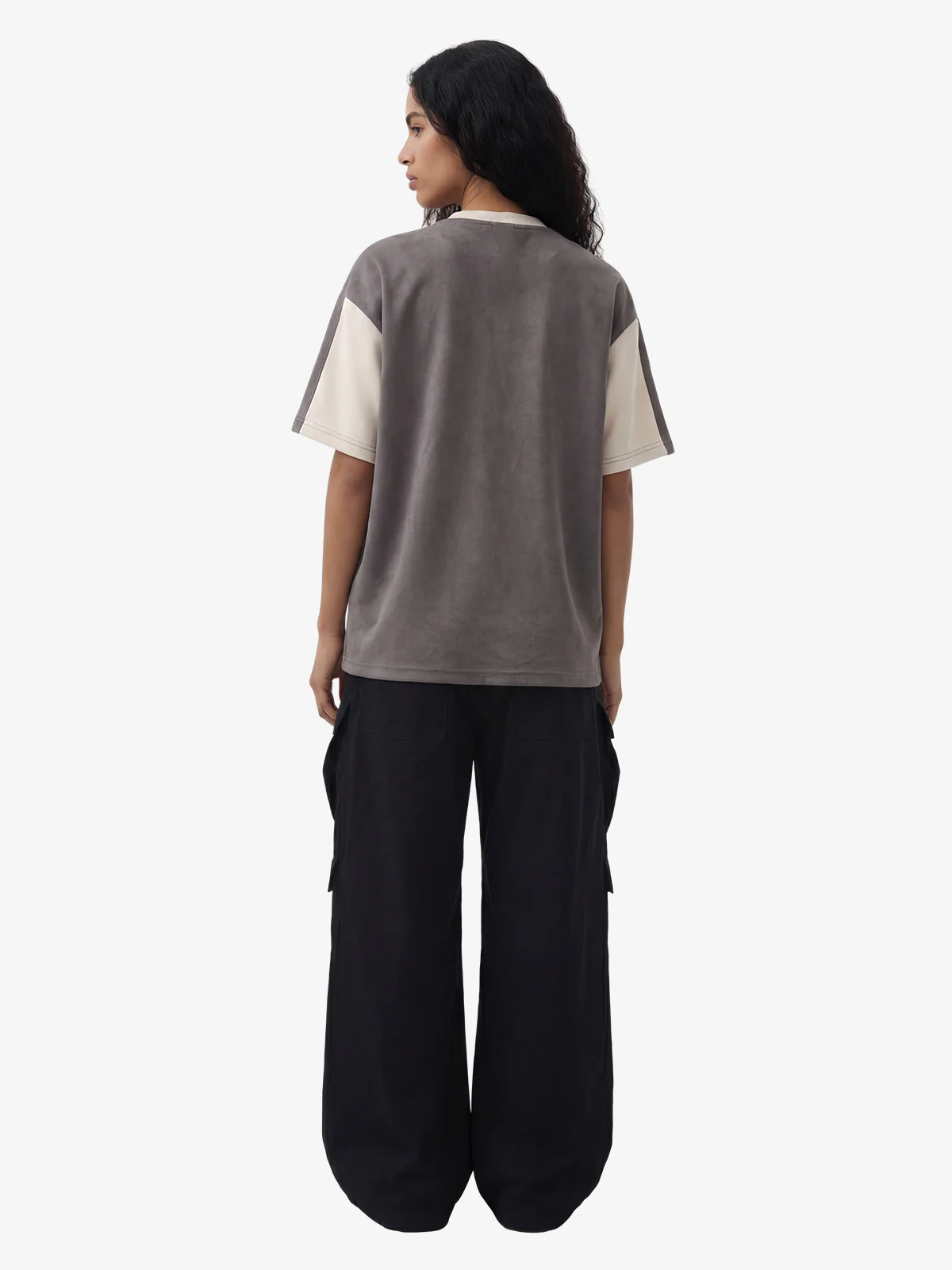 Jersey Deconstructed Contrast Color Stitching Print T-shirt - 2407 - Image 11