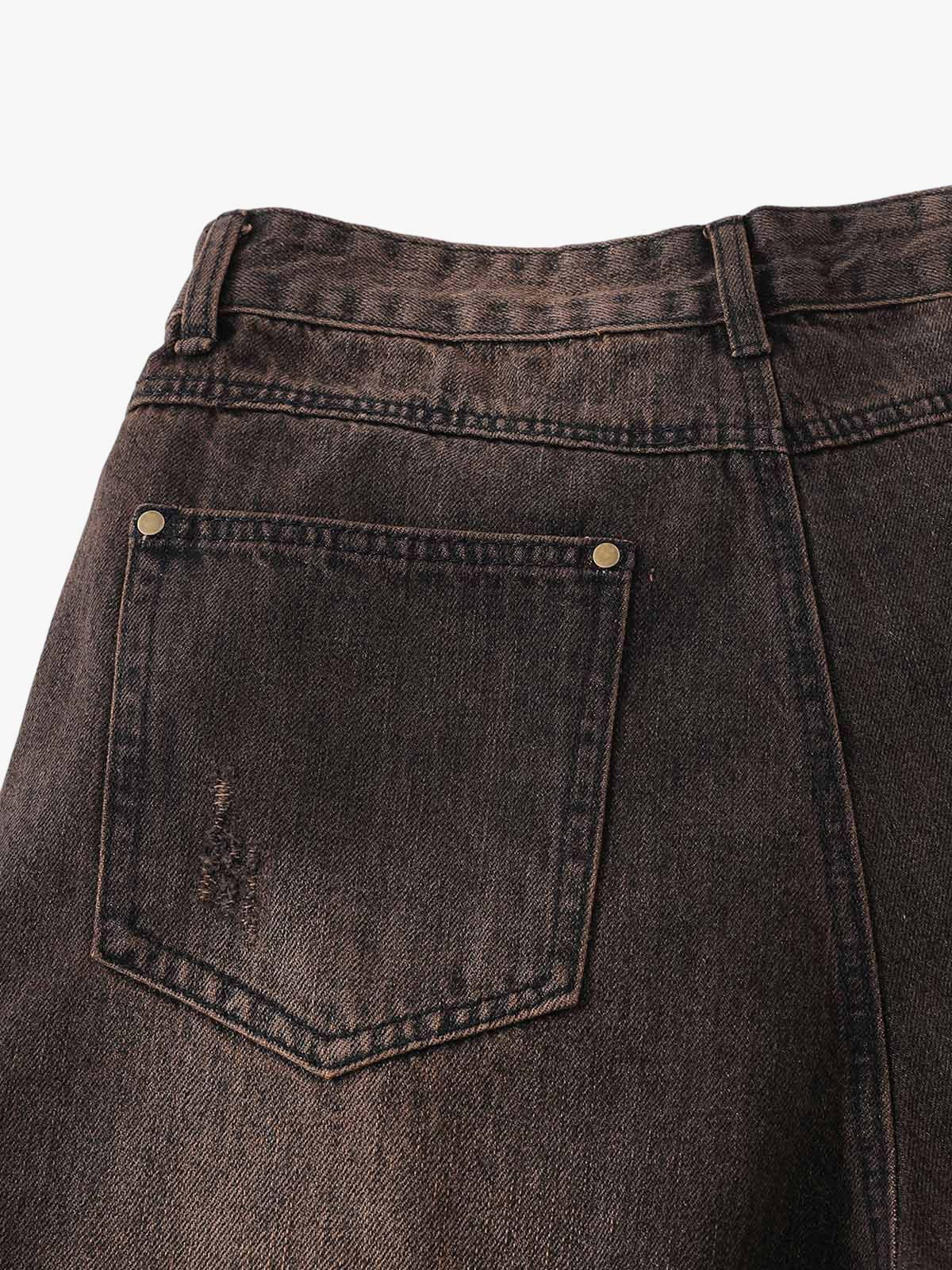 Distressed Washed Denim Cropped Jorts - 2399 - Image 10