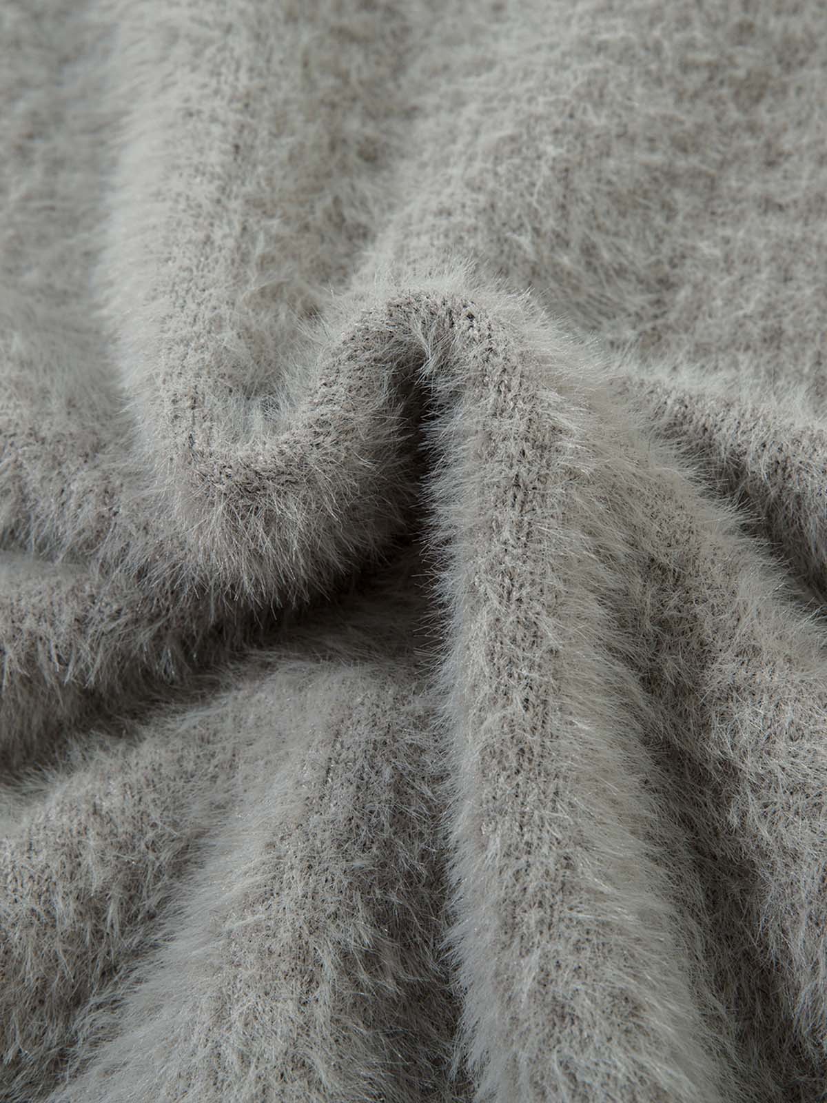 Thesupermade Lightning Graphic Imitation Mink Fur Zip Up Sweater - Image 6