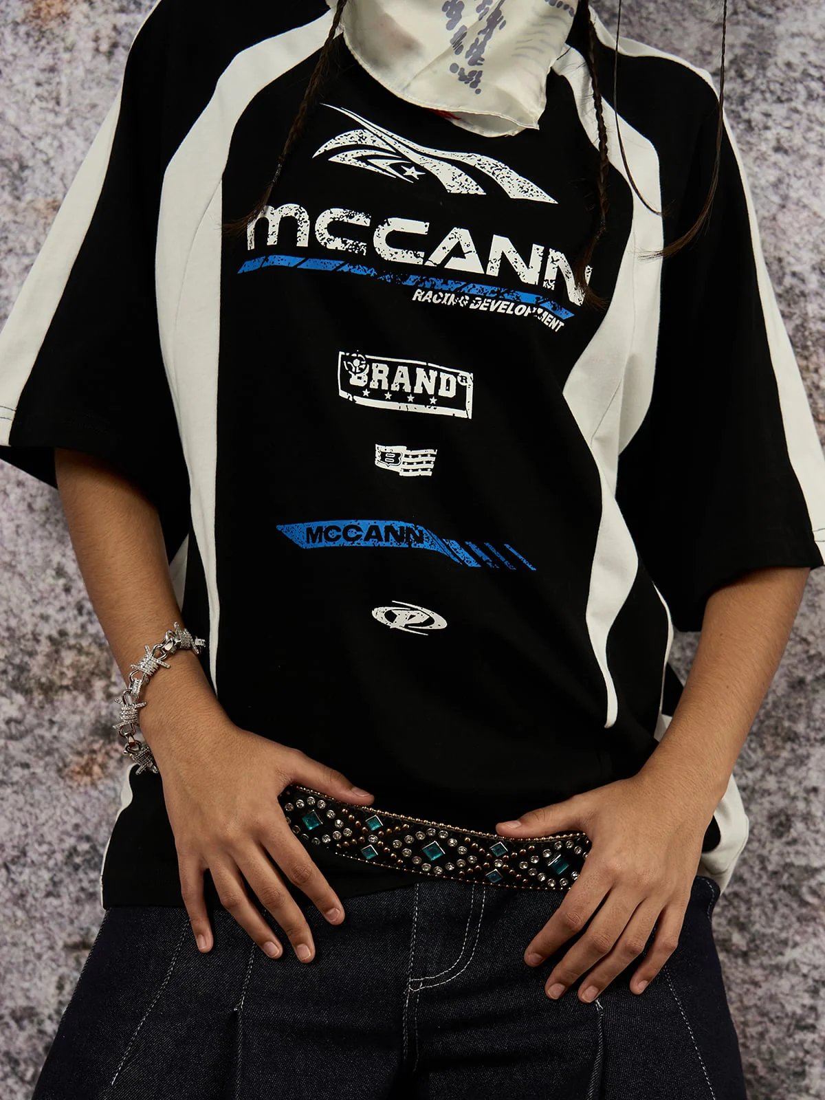 Contrast Color Motorcycle Print T-shirt - 2325 - Image 5