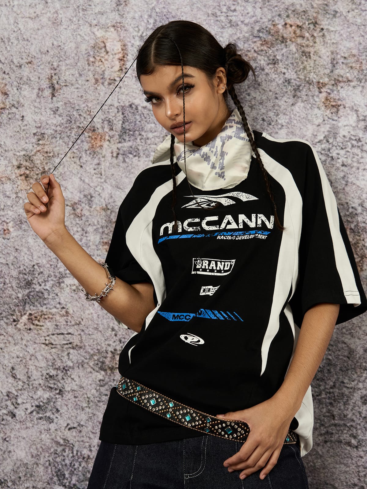 Contrast Color Motorcycle Print T-shirt - 2325 - Image 6