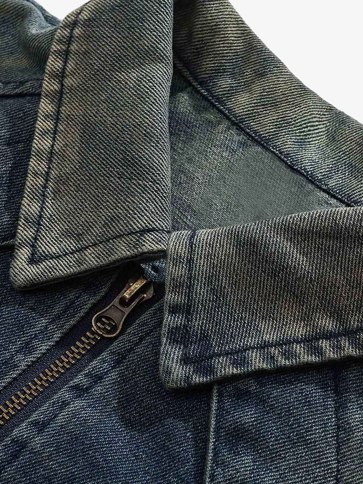 Thesupermade High Street Hip-hop Distressed Washed Denim Jacket - 2242 - Image 6