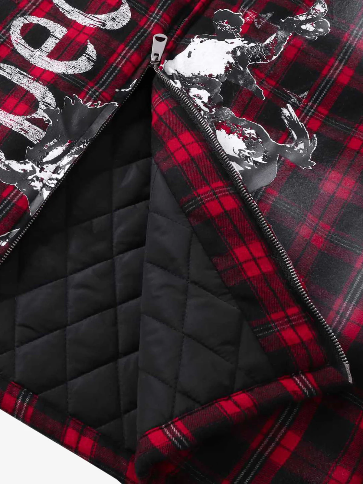 Thesupermade Dark Plaid Hooded Quilted Jacket - Image 5