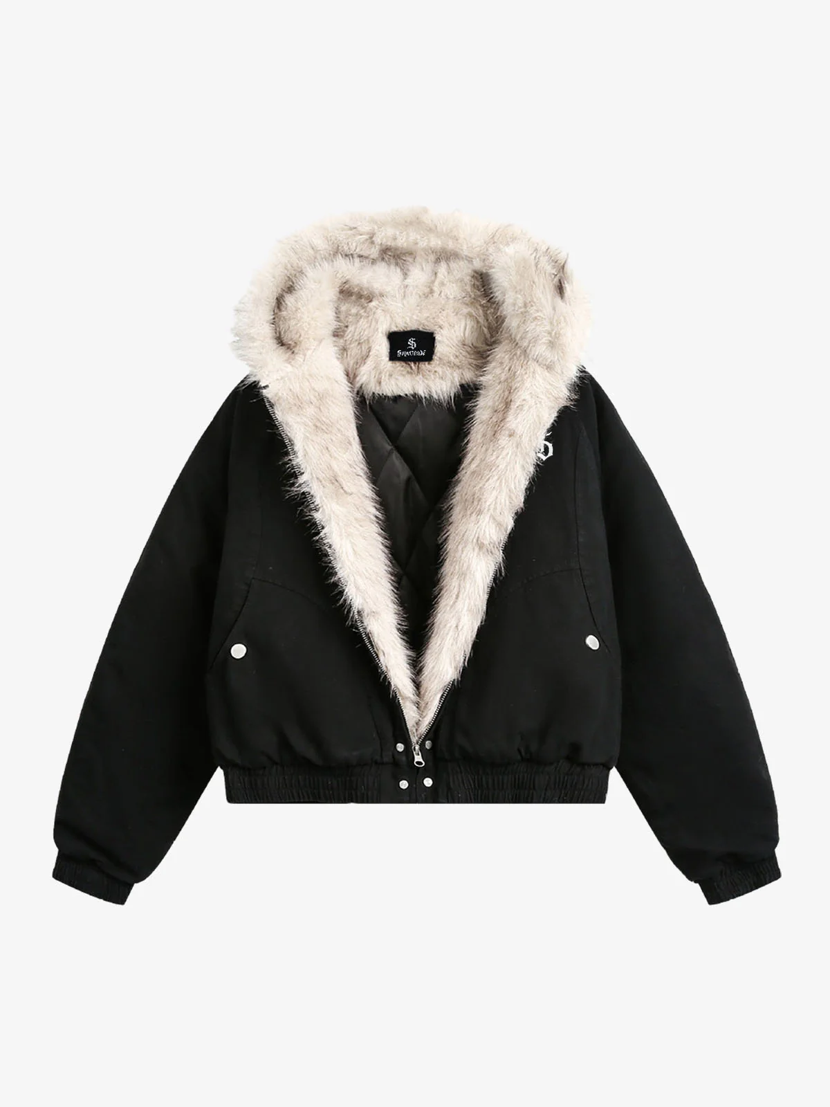 Spliced Fur Hooded Quilted Jacket - 2285 - Image 2