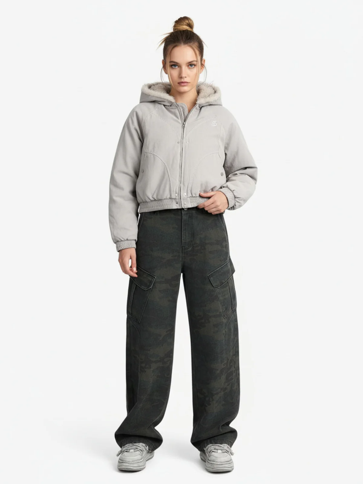 Spliced Fur Hooded Quilted Jacket - 2285 - Image 5