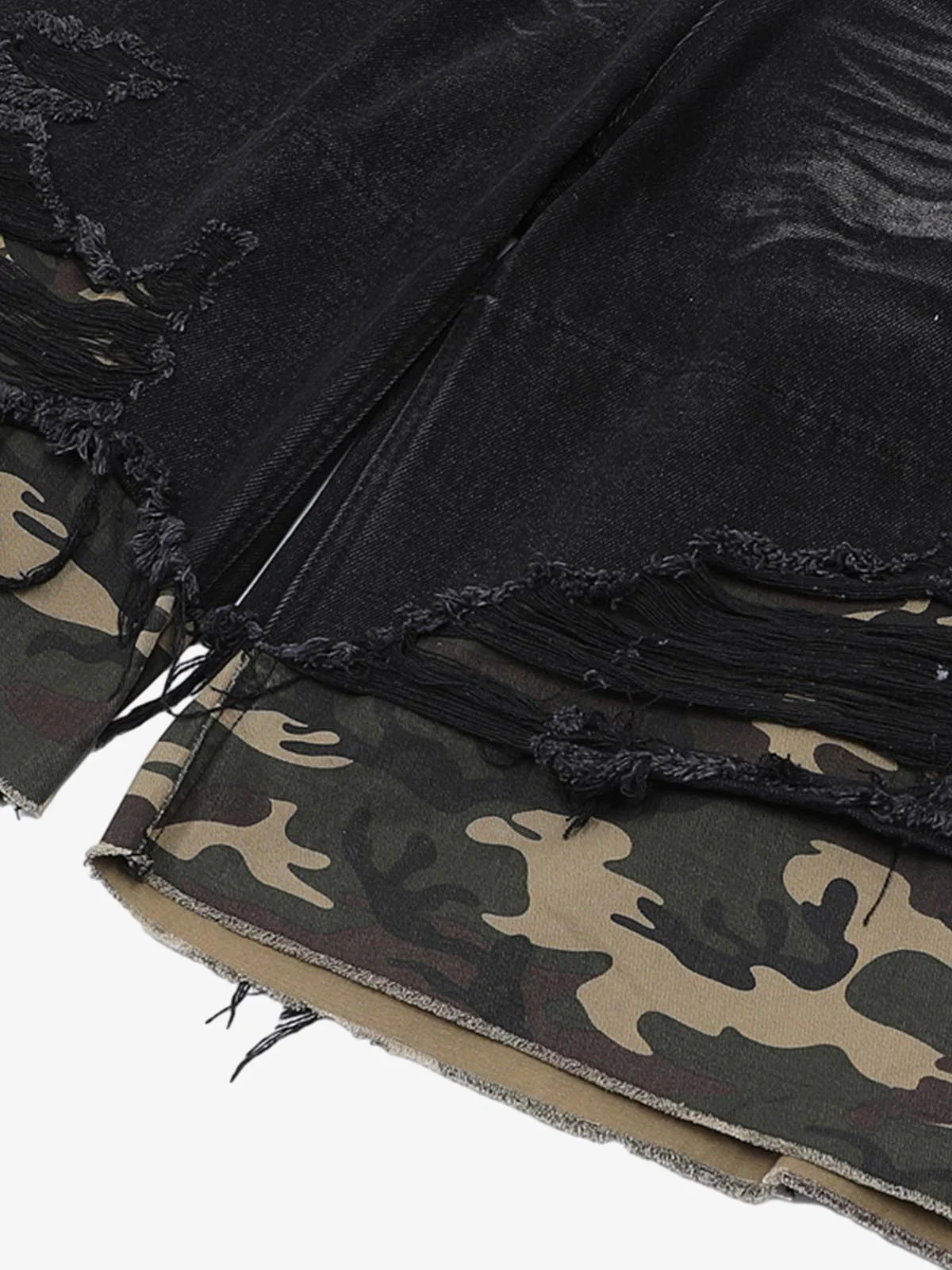 Thesupermade Patchwork Camouflage Ripped Shirt Jorts Denim Suit - Image 19