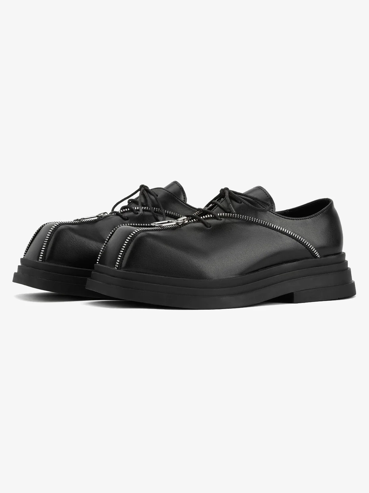 Thesupermade Punk Personality Zipper Design Leather Shoes - 2173